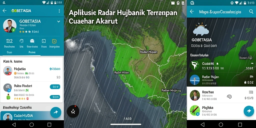 Tampilan antarmuka utama aplikasi GOBETASIA dengan fitur Radar Hujan.