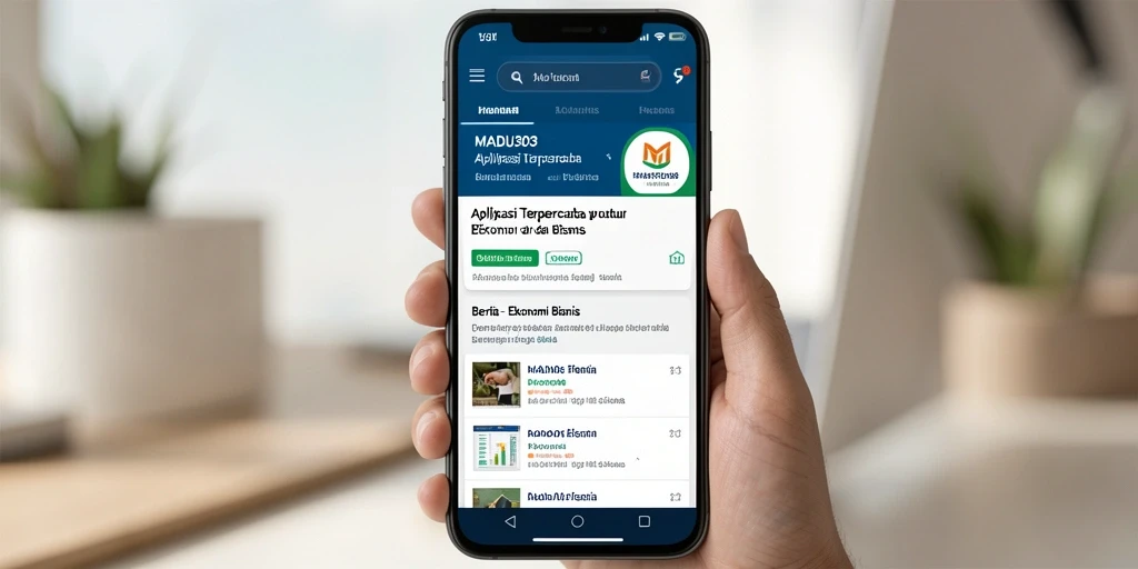 Antarmuka MADU303 menampilkan berita ekonomi yang informatif dan terkini.
