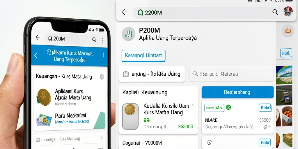 Screenshot utama aplikasi P200M yang menunjukkan antarmuka Kurs Mata Uang.
