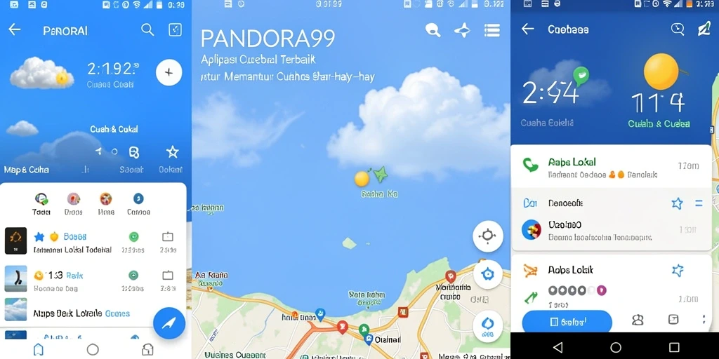 Antarmuka aplikasi PANDORA99 menampilkan informasi cuaca lokal yang jelas.