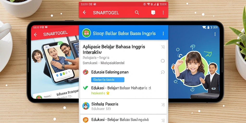 Antarmuka pengguna SINARTOGEL yang menarik dengan fitur belajar Bahasa Inggris.