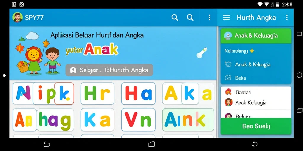 Antarmuka pengguna SPY77 yang interaktif dan ceria.