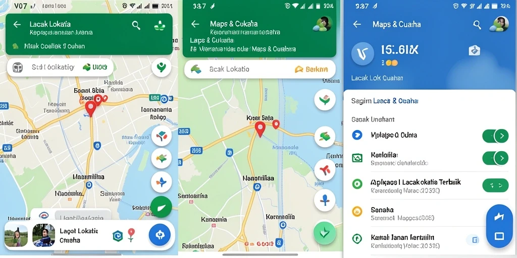 Antarmuka aplikasi V07 yang menampilkan fungsi Lacak Lokasi.